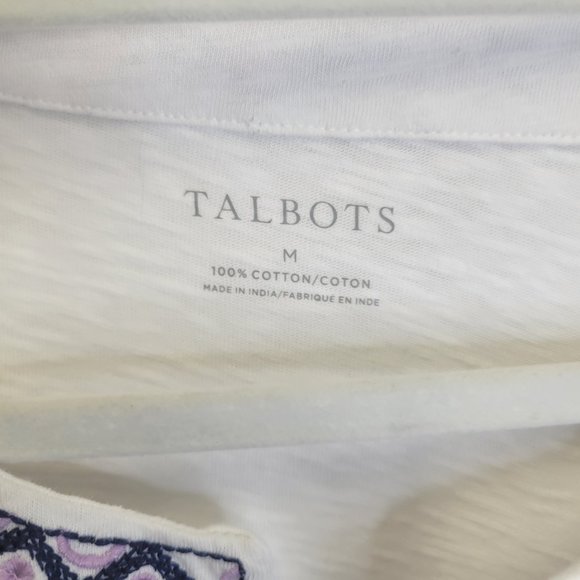 Talbots Women's Medium Shirt Top White Embroidered - Picture 4 of 4
